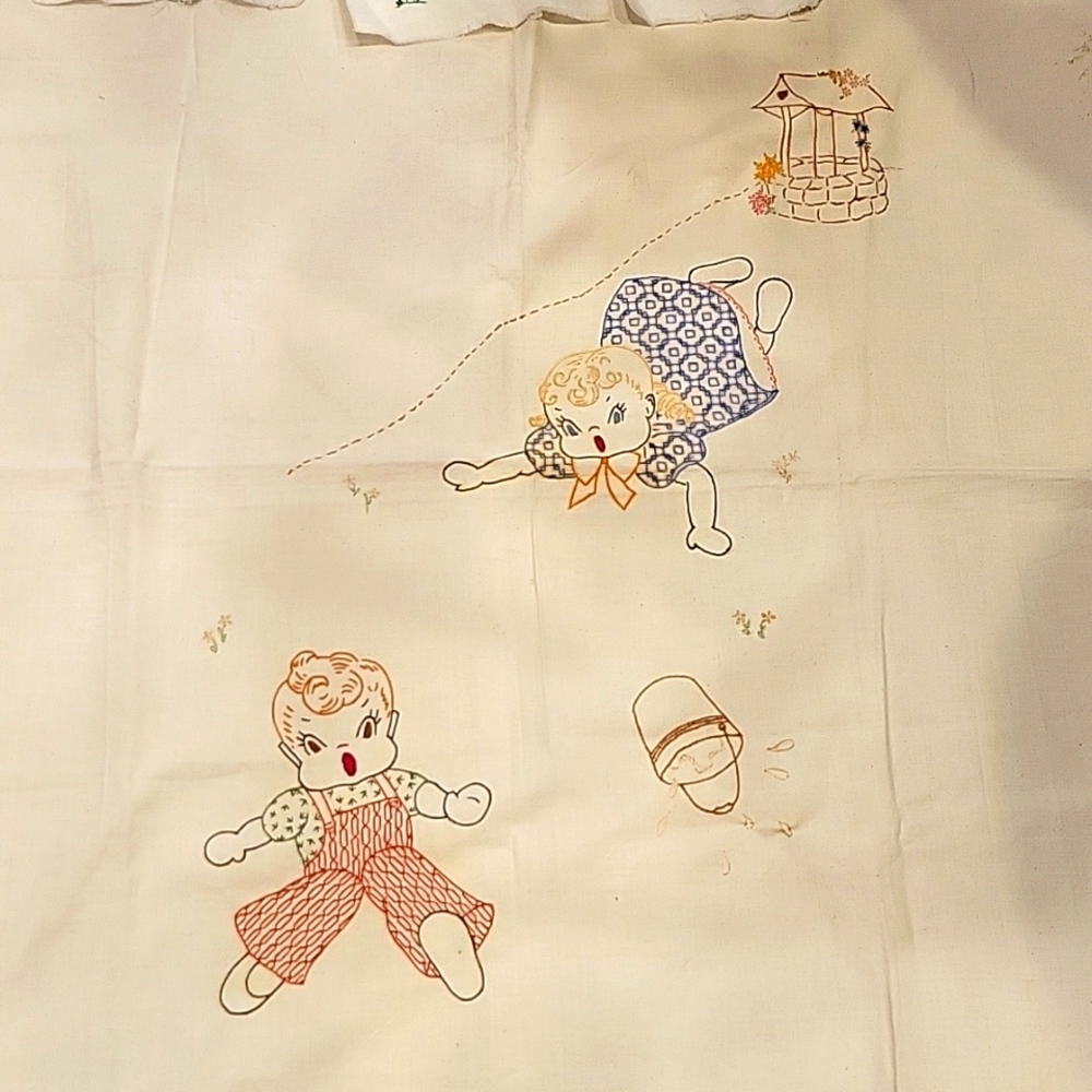 1950S EMBROIDERED BY HAND (Finish Childs quilt) jack & jill other fun squares
